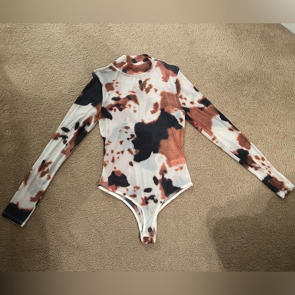 Women’s Cowprint sheer bodysuit